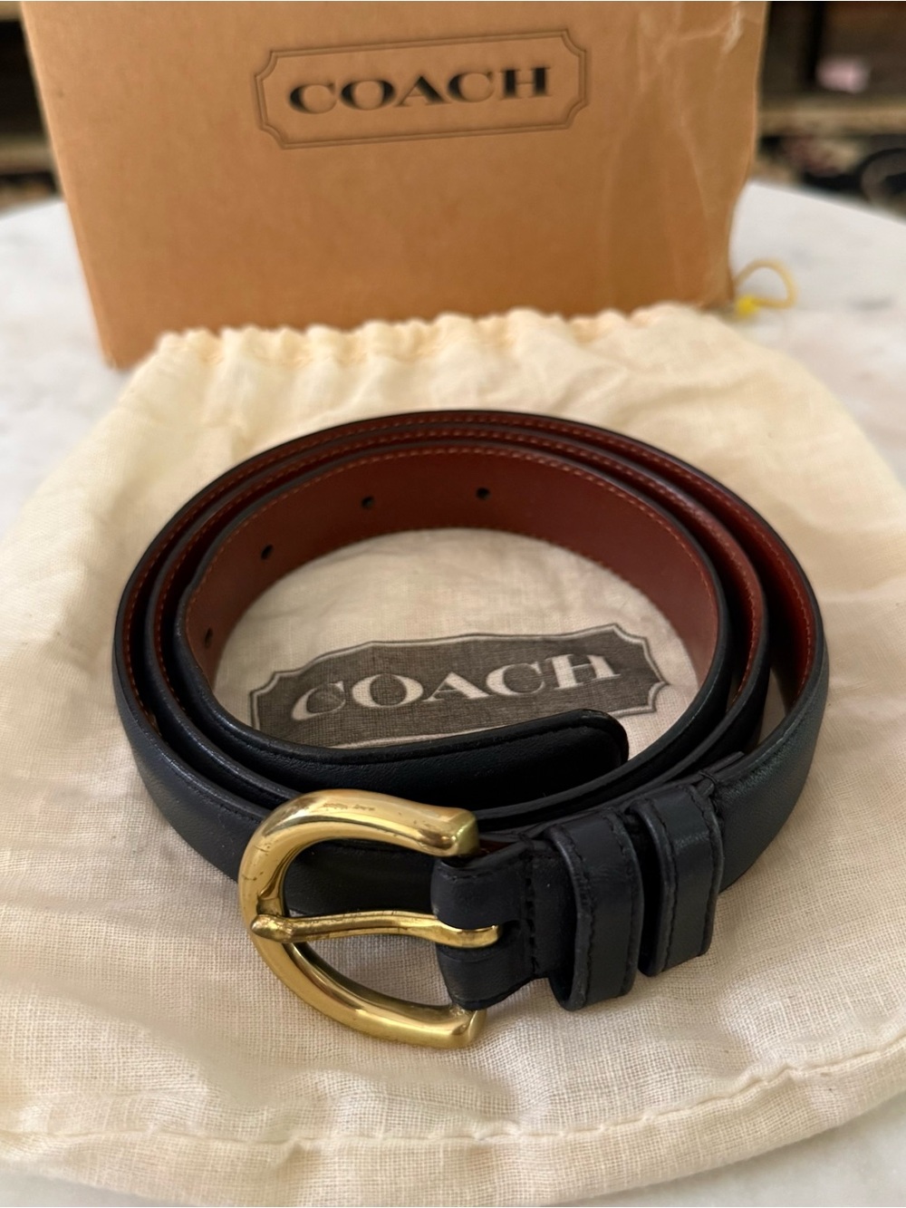 Coach Black Classic Leather Belt Large